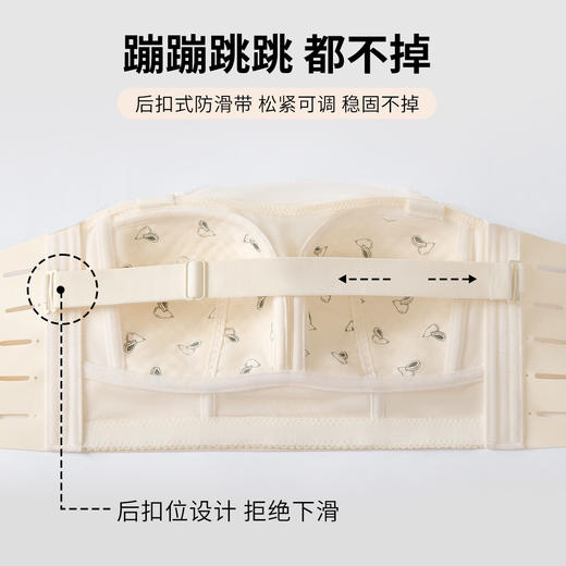 D3-【B-D杯】【后扣式防滑条】【全罩杯包容】【蜂巢洞洞】【大胸显小 防滑不掉无肩带】润微美背抹胸防走光内衣收副乳薄款文胸  淑玉娇人/花瞑月落 商品图6