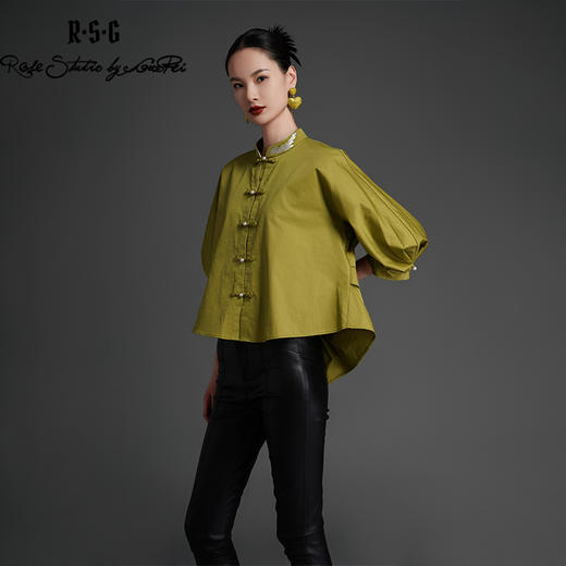 RSG2023甜美风新中式立领刺绣手工盘扣衬衫 商品图2