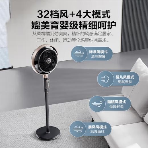 艾美特（AIRMATE）(510596)2025年新款语音空气循环扇家用电风扇负离子净化过滤落地扇直流变频智能电扇FA18-SRDI196 智能语音+空气过滤 商品图4