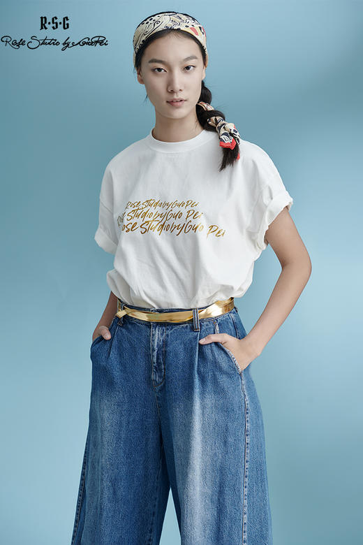 RSG郭培成衣品牌oversize原创刺绣斑马棉情侣T恤上衣 商品图5