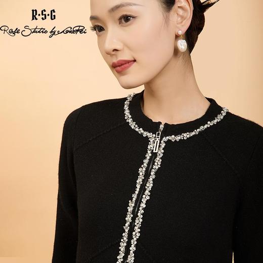 郭培成衣品牌精品系列轻奢手工钉珠拉链毛织开衫 商品图1