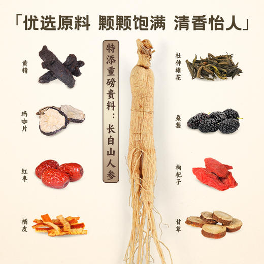 热售【人参黄精杜仲雄花茶】长白山人参升级版八宝茶人参黄精杜仲雄花茶滋补茶饮官方正品肾茶 商品图2