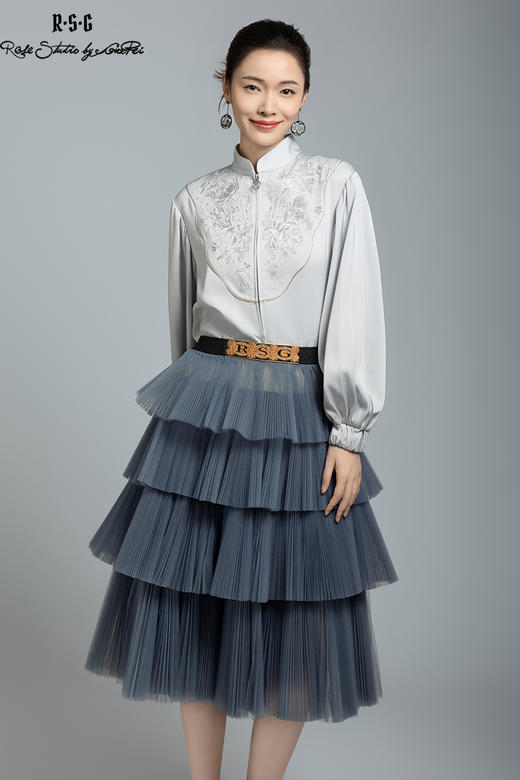 郭培成衣品牌马卡龙色法式宫廷复古风层叠纱裙 商品图5