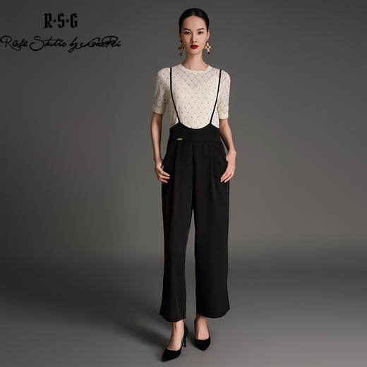 RSG郭培成衣品牌复古高腰吊带垂坠感休闲百搭背带直筒长裤 商品图3