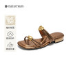 natursun平底沙滩鞋真皮编织拖鞋外穿一字带露趾凉鞋N25331205 商品缩略图0