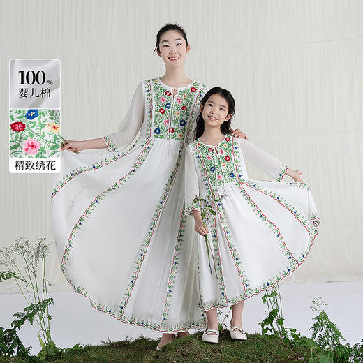 【林栖设计小店】婴儿棉亲子款连衣裙墨西哥刺绣宽松2025夏季新品童装连衣裙女3952060 商品图2