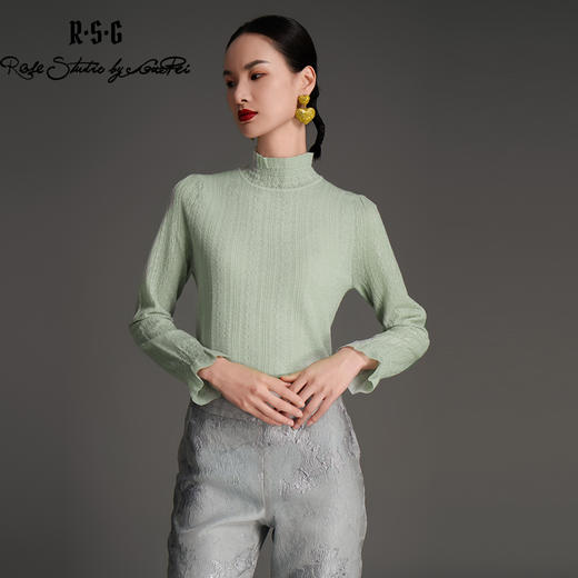 RSG2023郭培成衣品牌原创早秋浪漫荷叶边修身针织衫 商品图3