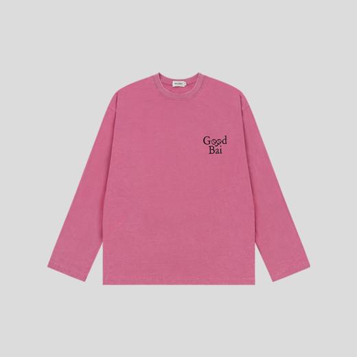 GOODBAI 表情logo双面印花洗水圆领oversize长袖T恤 商品图2