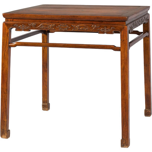 清中期 黄花梨束腰罗锅枨马蹄腿螭龙纹方桌 商品图5