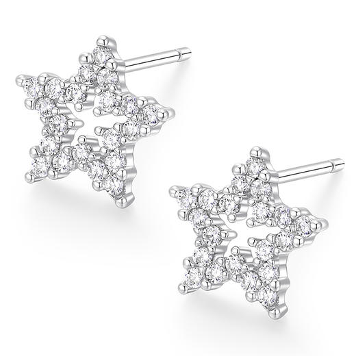 卡蒂罗/KADER 星光微语耳钉 经典五角星闪耀星点满钻镶嵌纯银养耳洞耳饰 睡觉免摘时尚星星简约百搭配饰 商品图1