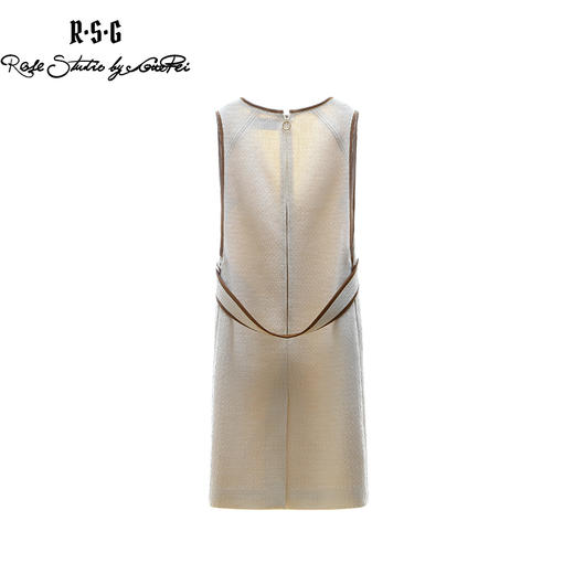 RSG郭培线上成衣品牌原创设计米色粗花呢V领无袖长款连衣裙 商品图3