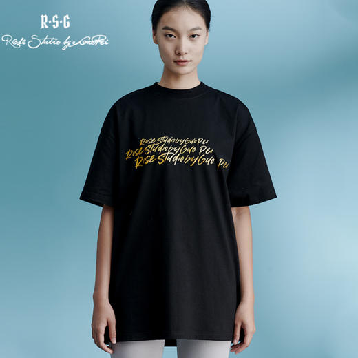 RSG郭培成衣品牌后背刺绣斑马纯棉oversize短袖情侣款T恤上衣 商品图0