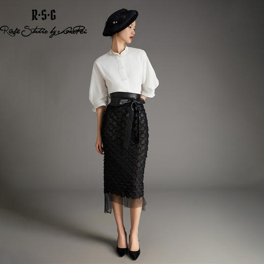 RSG2023甜美风新中式立领刺绣手工盘扣衬衫 商品图0