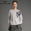 RSG郭培成衣品牌国风千鸟格立体设计芙蓉花灰色高级秋冬保暖毛衣 商品缩略图4