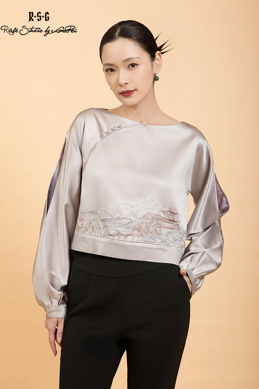 东方境X郭培联名系列：轻高定亭台楼阁刺绣短上衣 商品图5