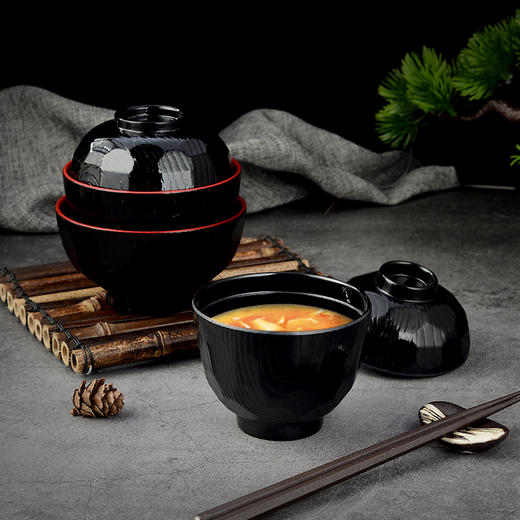 日本进口石田PC汤碗 龟甲内红 商品图2