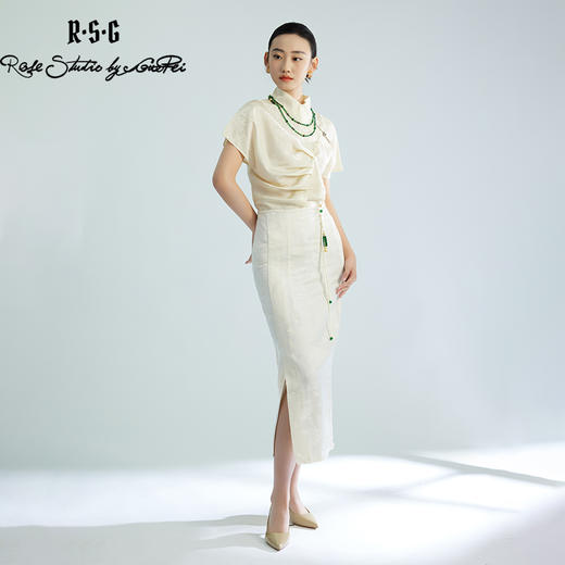 郭培成衣品牌精品系列斜襟搭扣褶皱上衣 商品图3