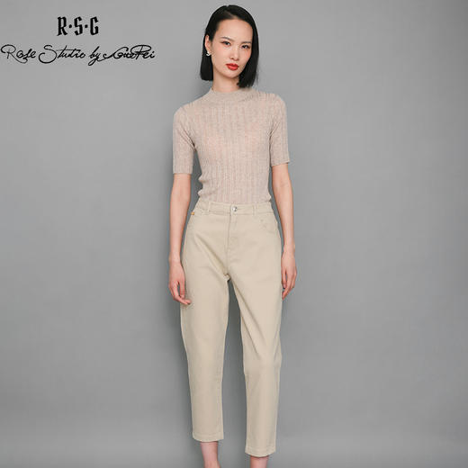 RSG郭培成衣品牌夏新款金标装饰纯色休闲百搭直筒九分裤长裤 商品图1