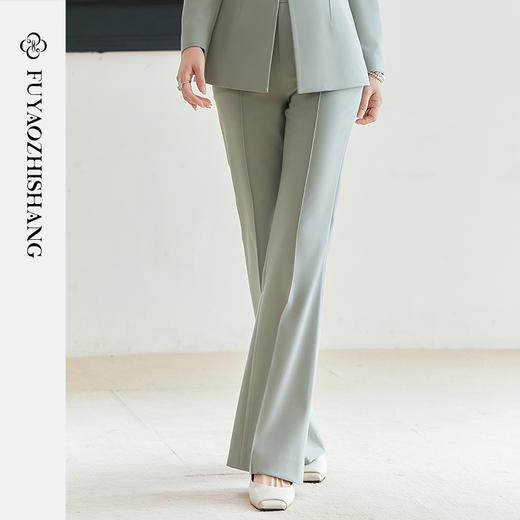 FUYAO扶摇 2025春款气质西装裤高级感绿色通勤职业裤子抗皱微喇裤 商品图3