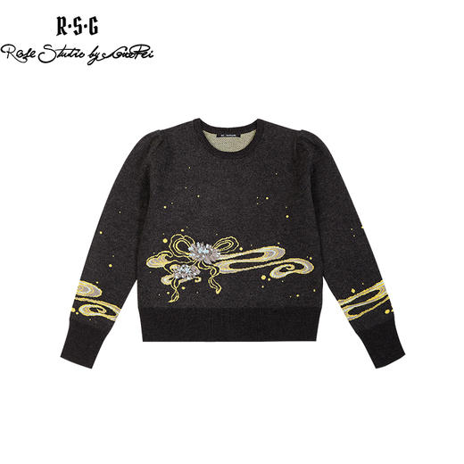 RSG郭培成衣品牌纯羊毛中式云纹花朵针织上衣外套女装 商品图0