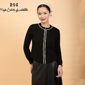 郭培成衣品牌精品系列轻奢手工钉珠拉链毛织开衫