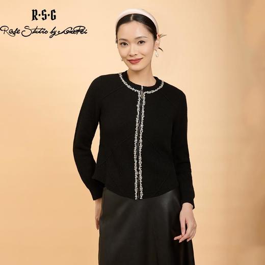 郭培成衣品牌精品系列轻奢手工钉珠拉链毛织开衫 商品图0