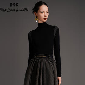 RSG2023郭培线上成衣品牌早秋修身显瘦银丝花边装饰打底针织毛衣