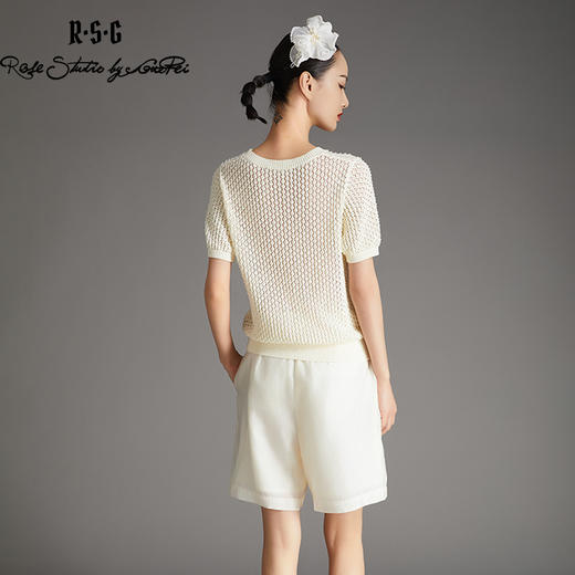 RSG郭培成衣品牌品牌重工钉珠镂空修身短袖针织薄款上衣修身 商品图3