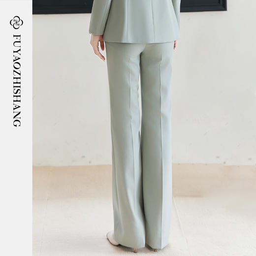 FUYAO扶摇 2025春款气质西装裤高级感绿色通勤职业裤子抗皱微喇裤 商品图4