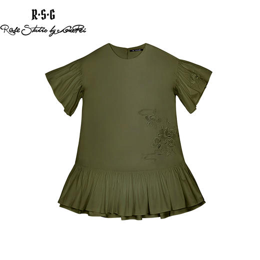 RSG郭培成衣品牌原创设计新中式国风花草刺绣纯棉短袖连衣裙 商品图0