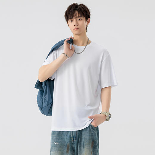 【DSL】大依优型大码圆领短袖T恤夏季加肥加大肥佬休闲宽松透气弹力男装上衣潮款 商品图7