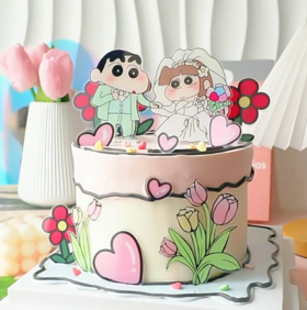 蜡笔小新求婚订婚蛋糕