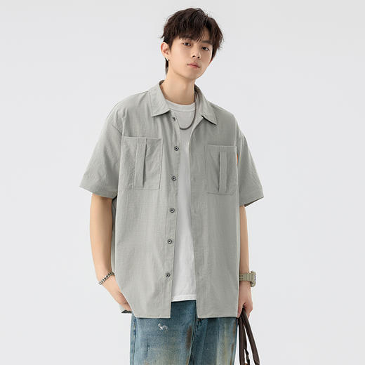 【DSL】大依优型大码翻领短袖衬衫夏季加肥加大肥佬休闲宽松透气弹力男装上衣潮款 商品图6