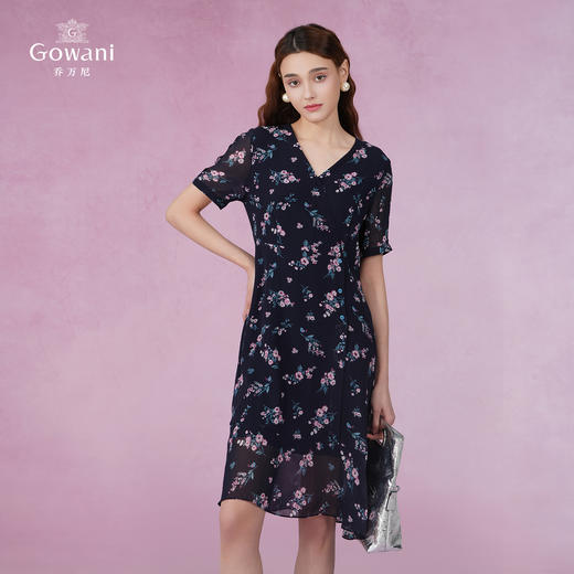 乔万尼连衣裙夏真丝桑蚕丝法式碎花EI2E770 商品图1