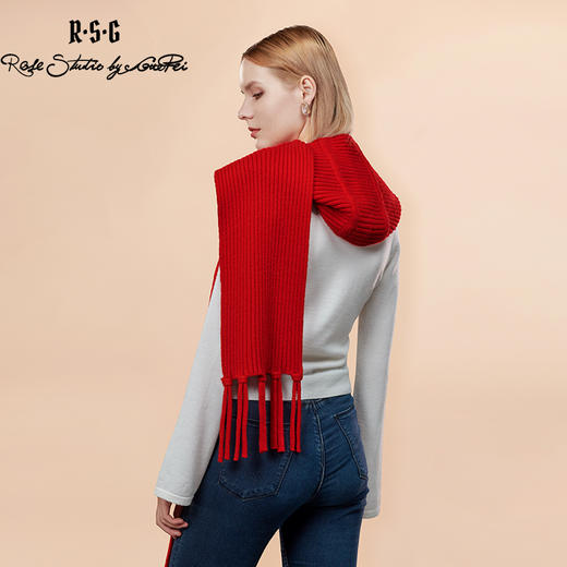 RSG郭培成衣品牌原创设计纯羊毛绞花连帽围巾 商品图2