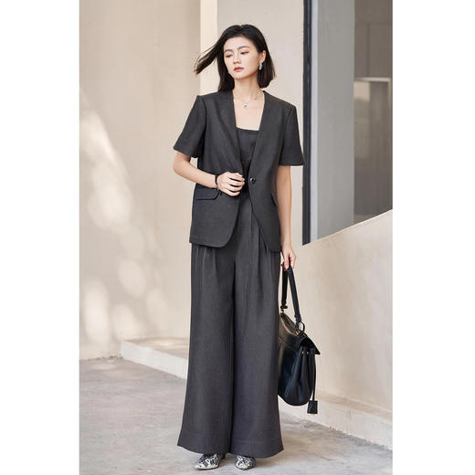 亚麻老钱风西装外套 米思阳2025夏季新款松弛感休闲短袖外套女1120 商品图2