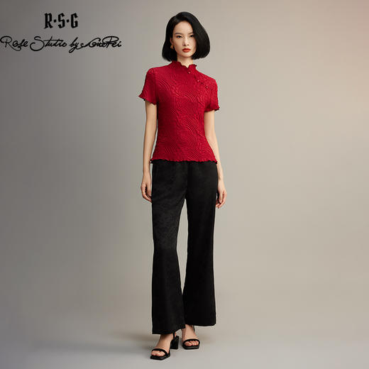 新中式国风提花阔腿薄款女裤 商品图2