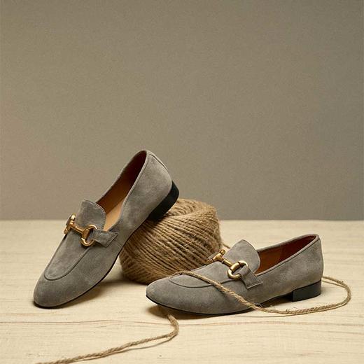 FAYTOBE 法式经典乐福鞋25春舒适一脚蹬羊反绒金属马衔扣复古女鞋 商品图0