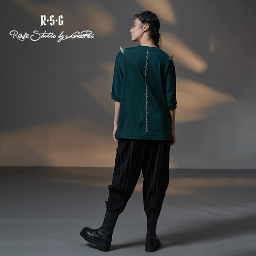 RSG郭培成衣品牌原创设计刺绣牛角纯棉T恤oversize短袖女夏 商品图1