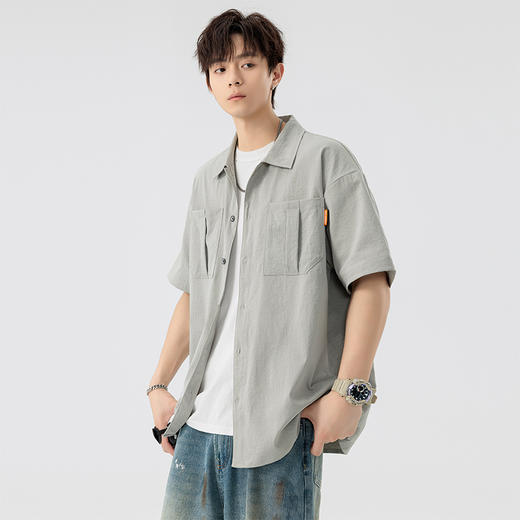 【DSL】大依优型大码翻领短袖衬衫夏季加肥加大肥佬休闲宽松透气弹力男装上衣潮款 商品图7