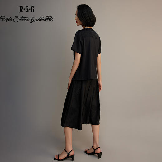 新中式重工立体浮雕感提花复古优雅松紧高腰A字半身褶裙女 商品图4