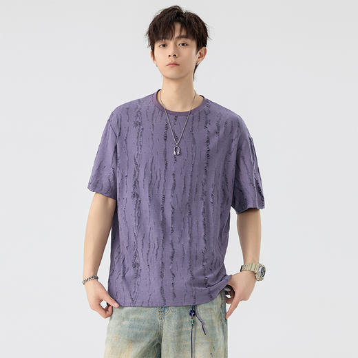 【DSL】大依优型大码圆领短袖T恤夏季加肥加大肥佬休闲宽松透气弹力男装上衣潮款 商品图6