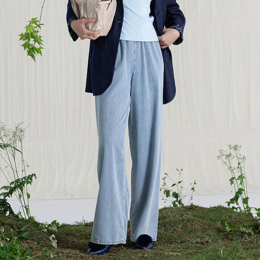 【林栖设计小店】牛仔棉混纺裤子宽松直筒百搭显瘦2025夏季新品阔腿裤女1952107 商品图1