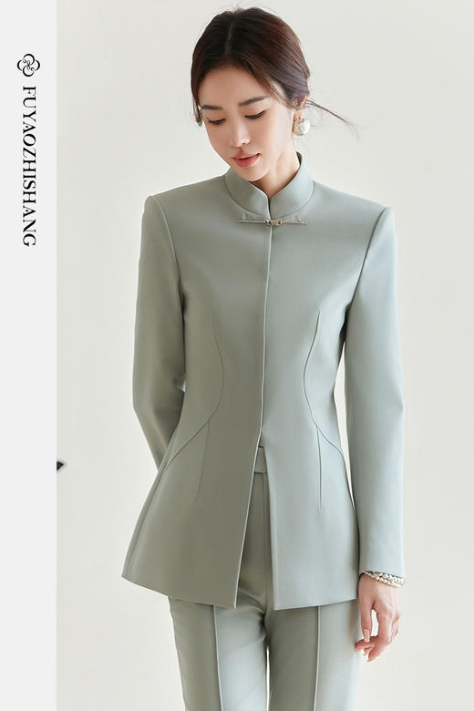 FUYAO扶摇 新中式西服女2025新款国风立领西装外套改良中式套装春 商品图5