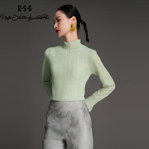 RSG2023郭培成衣品牌原创早秋浪漫荷叶边修身针织衫 商品图2
