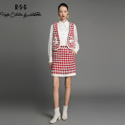 郭培成衣品牌芙蓉花刺绣钉珠装饰针织套装 商品图2