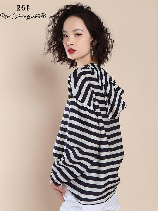 RSG郭培成衣品牌条纹图案珍珠蚕丝刺绣连帽夏季新款上衣女装 商品图1