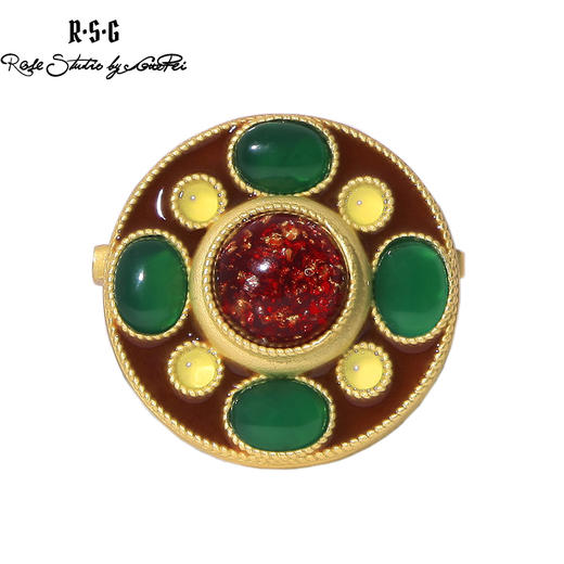 R.S.G精品系列设计师款铜质镀金玛瑙轻奢胸针饰品郭培（限量版） 商品图0