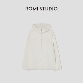 ROMI STUDIO“随性自在”100%棉休闲奶白宽松连帽开衫卫衣 T8045