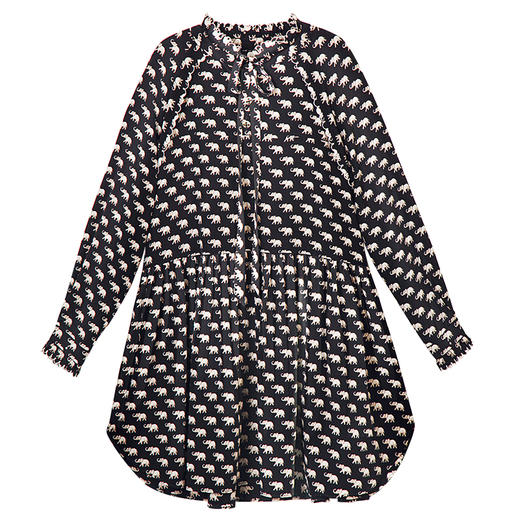 RSG郭培线上成衣品牌原创设计花瓣边小象桑蚕丝女士连衣裙长袖 商品图4